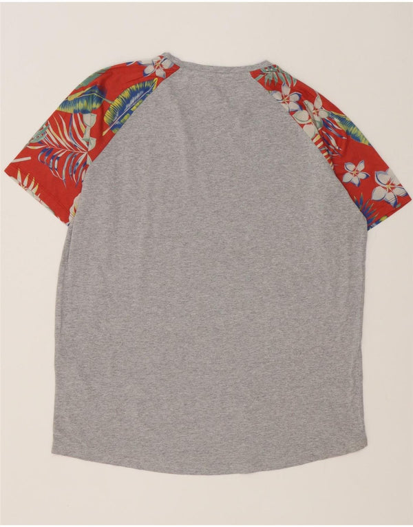 Jack & Jones Mens Regular Fit T-Shirt Top XL Grey Floral Cotton