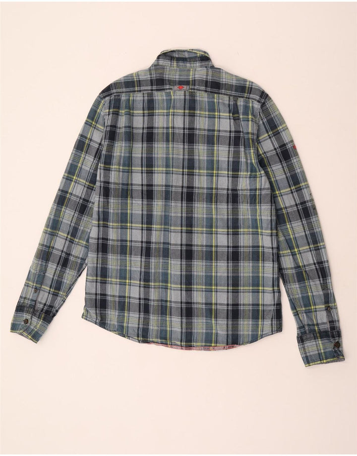 Superdry Mens Flannel Shirt 2XL Grey Check Cotton