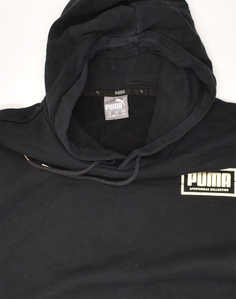 PUMA Mens Hoodie Jumper XL Black Cotton | Vintage Puma | Thrift | Second-Hand Puma | Used Clothing | Messina Hembry 