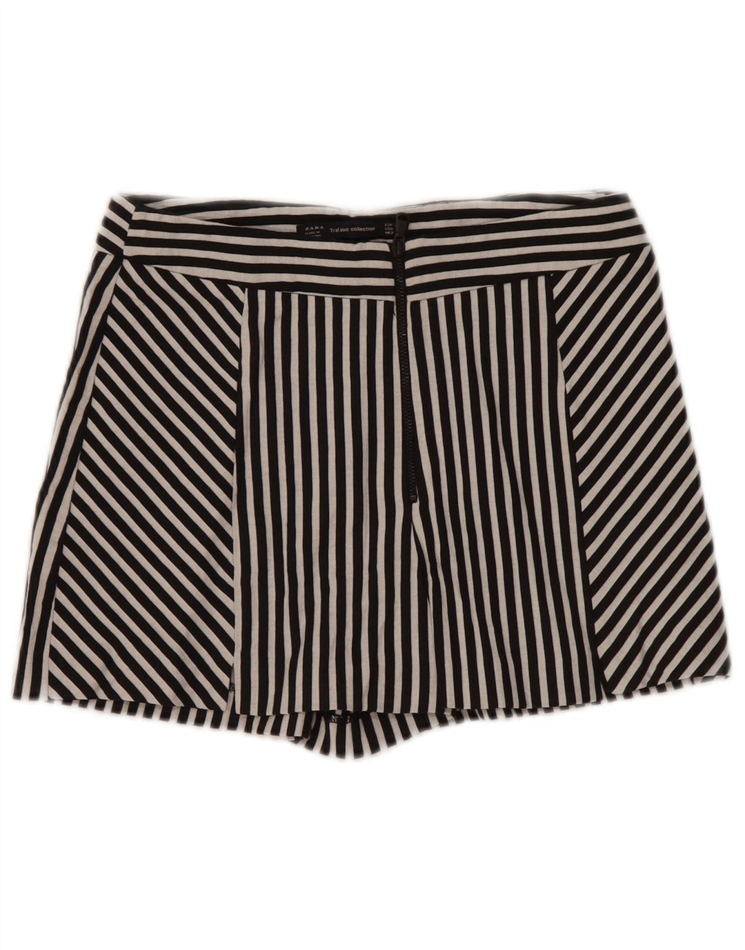 Zara Womens Skort UK 4 XS  Black Striped Cotton