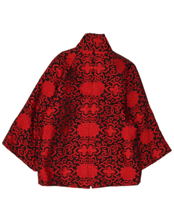 Vintage Womens 3/4 Sleeve Kimono Jacket UK 16 Large Red Paisley