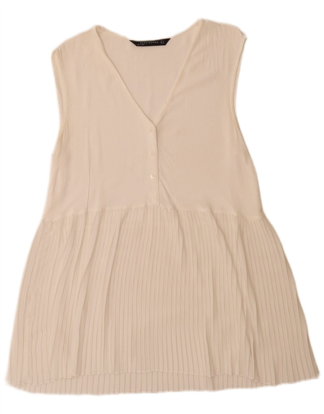 Zara Womens Sleeveless A-Line Dress UK 10 Small White