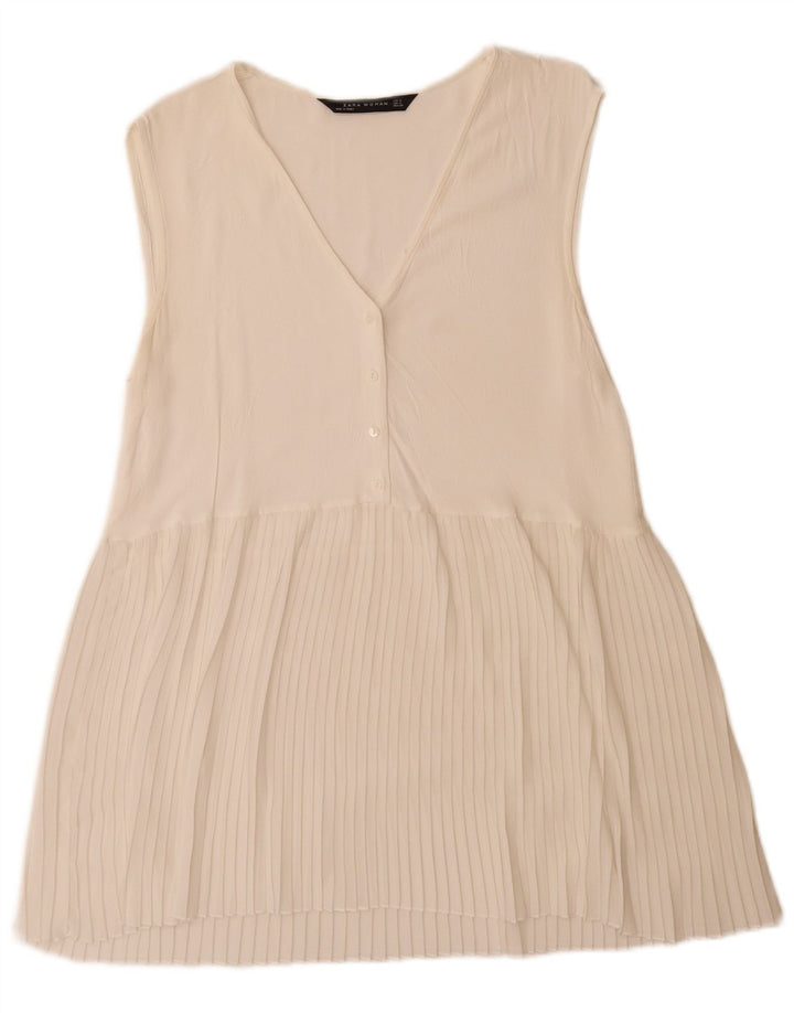 Zara Womens Sleeveless A-Line Dress UK 10 Small White