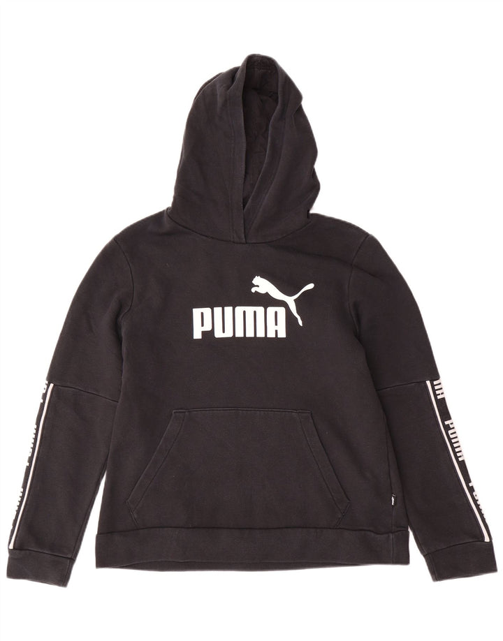 PUMA Womens Graphic Hoodie Jumper UK 18 XL Black Cotton