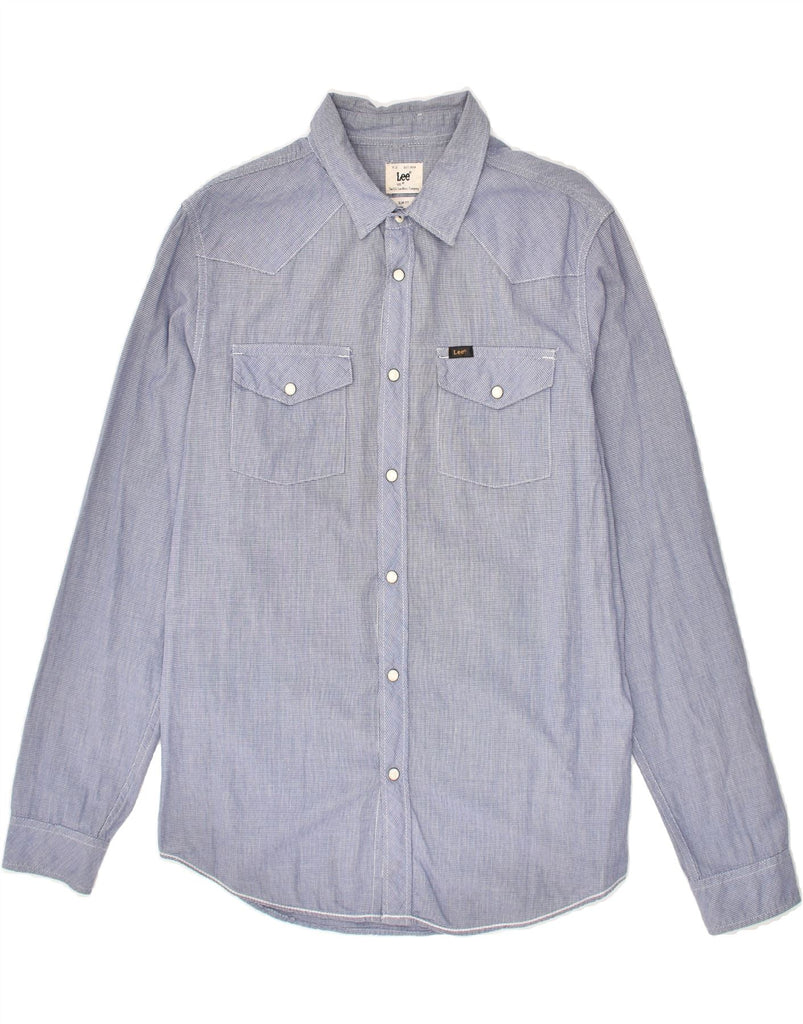 LEE Mens Slim Fit Shirt Medium Blue Check Cotton | Vintage Lee | Thrift | Second-Hand Lee | Used Clothing | Messina Hembry 