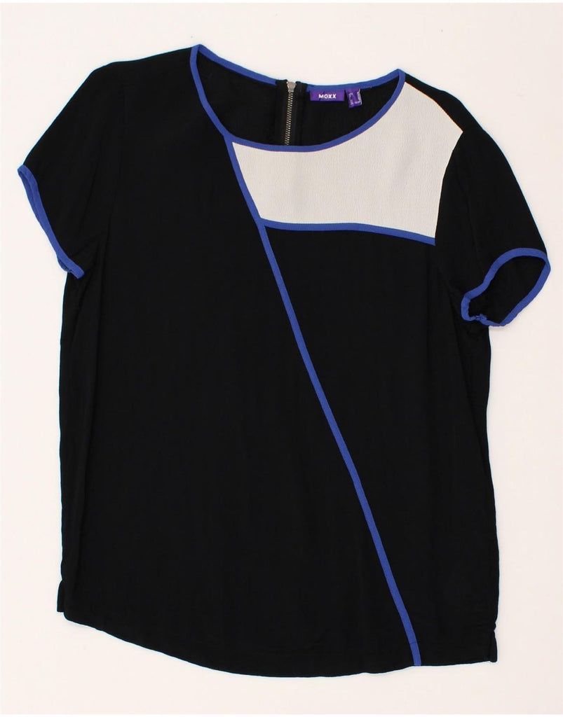 MEXX Womens Blouse Top UK 12 Medium Black Colourblock Viscose | Vintage Mexx | Thrift | Second-Hand Mexx | Used Clothing | Messina Hembry 