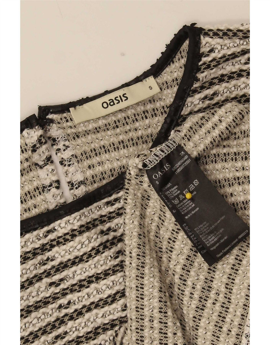 Oasis Womens Oversized Blouse Top UK 10 Small Black Striped Cotton