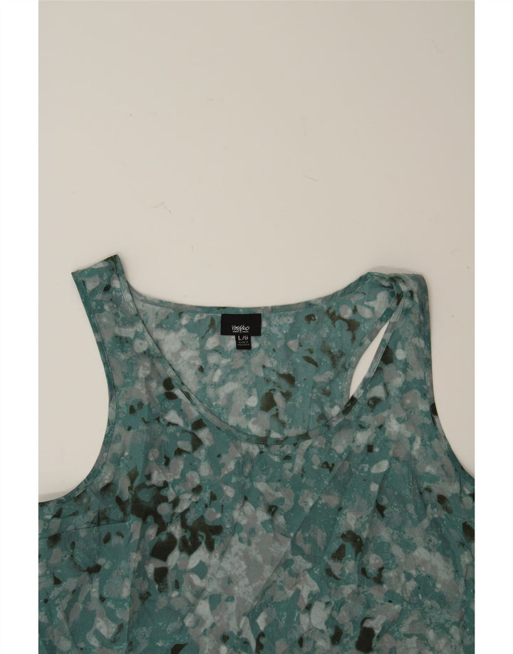 MOSSIMO Womens Abstract Pattern Vest Top UK 16 Large Blue Colourblock Vintage Mossimo and Second-Hand Mossimo from Messina Hembry 