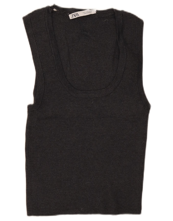 Zara Womens Sleeveless Crop Top UK 18 XL Grey