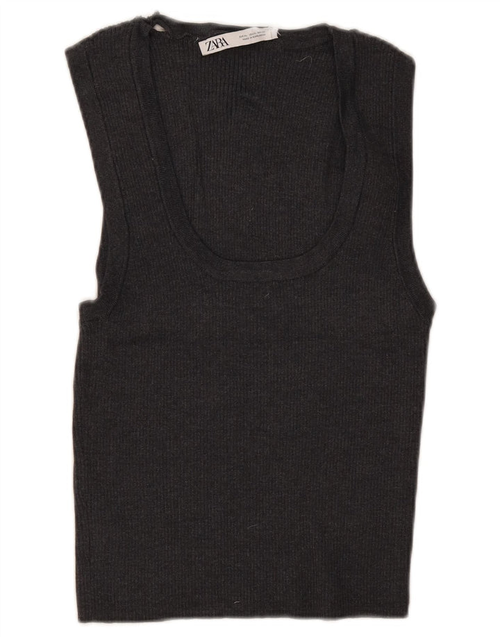 Zara Womens Sleeveless Crop Top UK 18 XL Grey