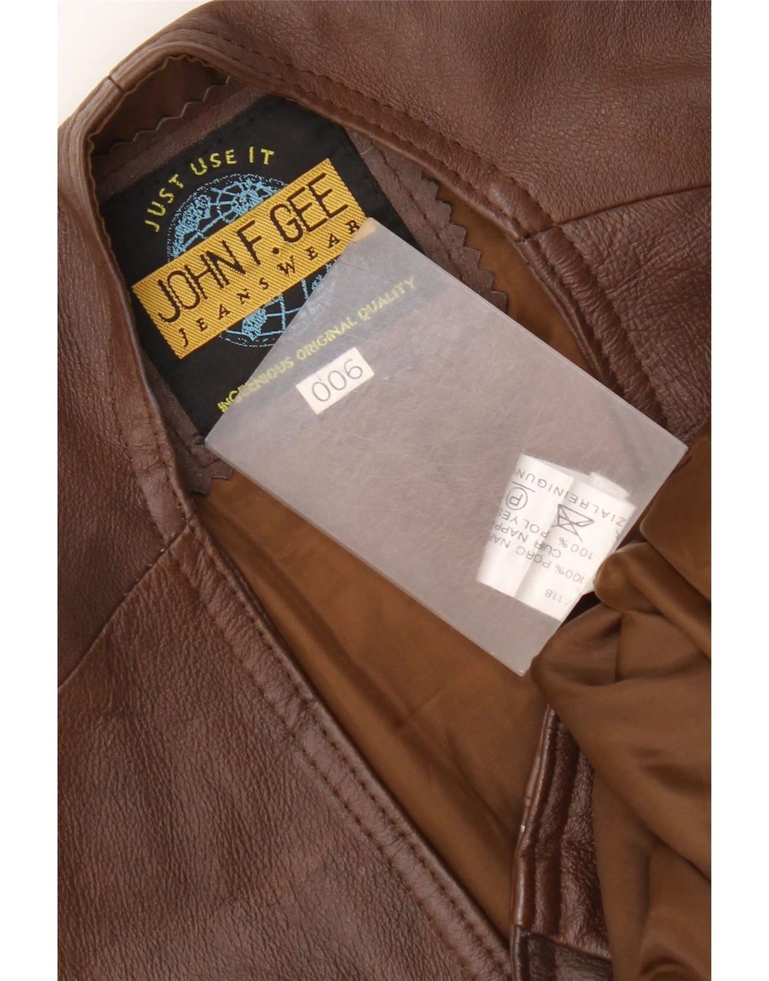 John F Gee Mens Leather Waistcoat XL Brown