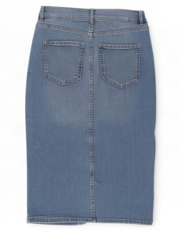 Marks & Spencer Womens Denim Skirt UK 8 Small W26 Blue Cotton