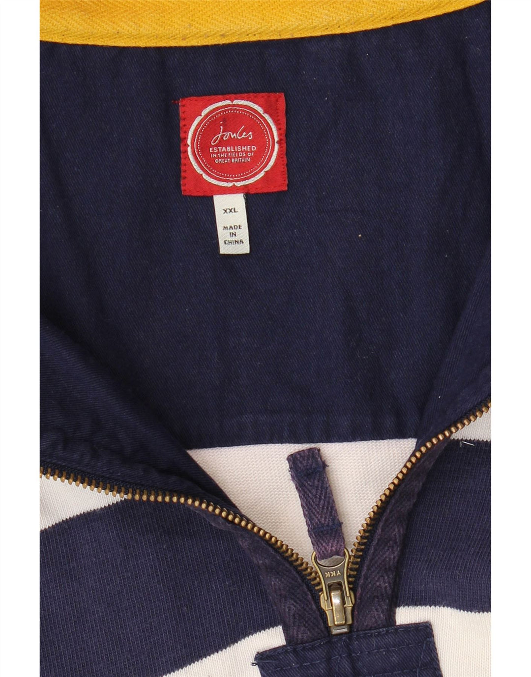 Joules Mens Zip Neck Sweatshirt Jumper 2XL Navy Blue Striped