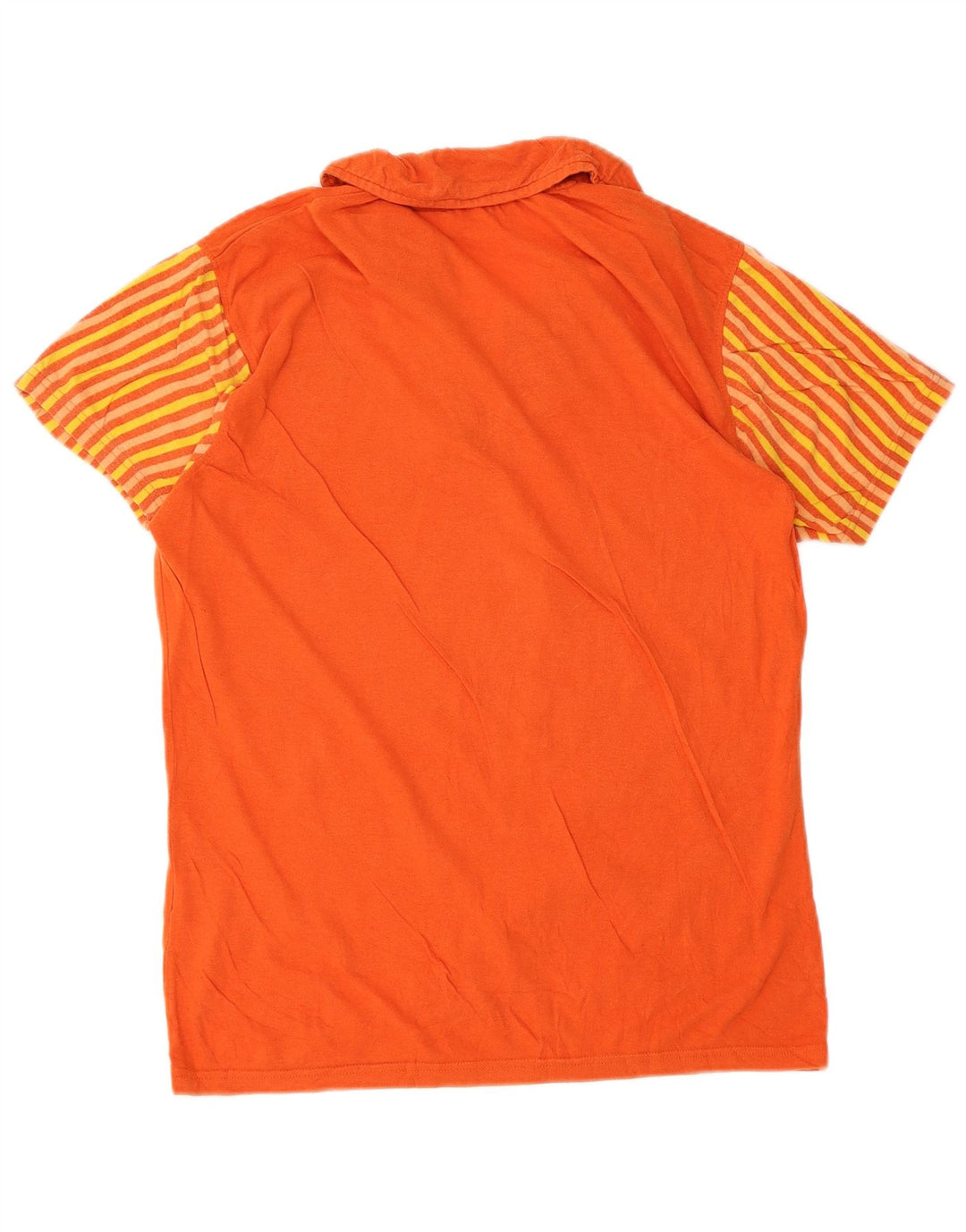 Sergio Tacchini Mens Graphic Polo Shirt Small Orange Striped Cotton