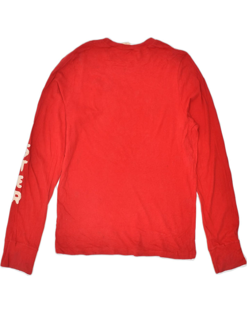 HOLLISTER Mens Graphic Top Long Sleeve Medium Red Cotton | Vintage | Thrift | Second-Hand | Used Clothing | Messina Hembry 