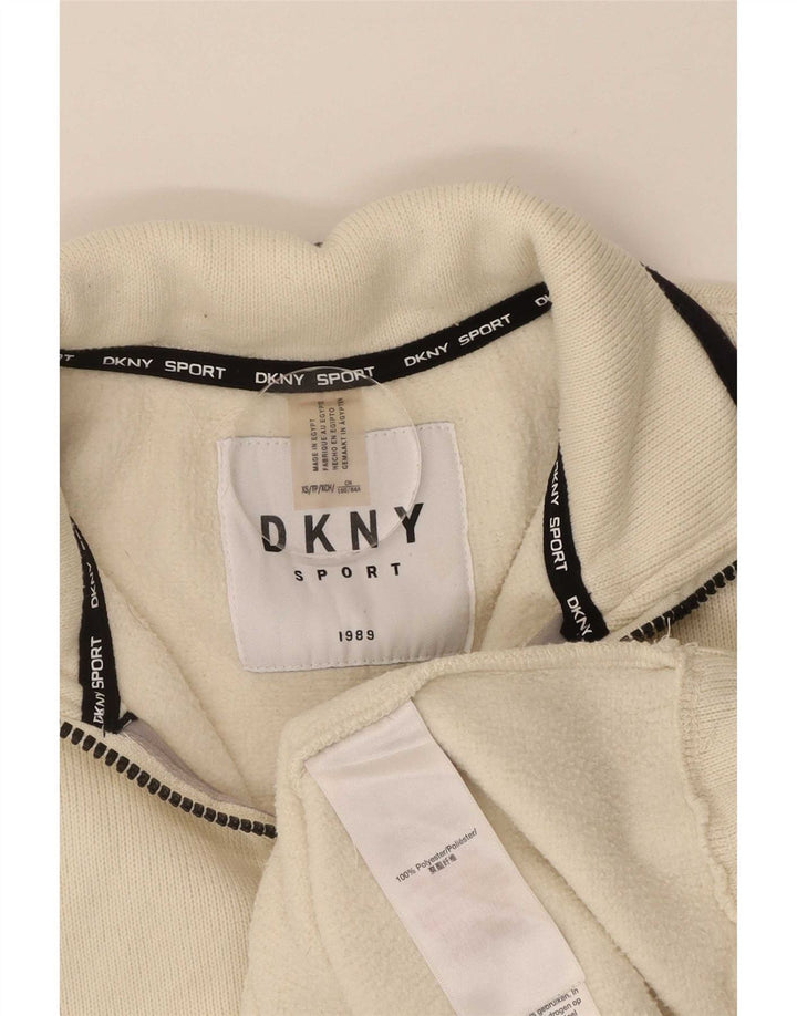Dkny Womens 1/4 Zip Oversized Sweatshirt Jumper UK 6 XS Off White Polyester