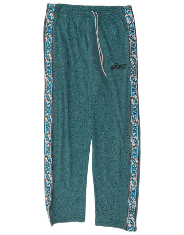 Asics Mens Graphic Tracksuit Trousers XL Green Colourblock Cotton