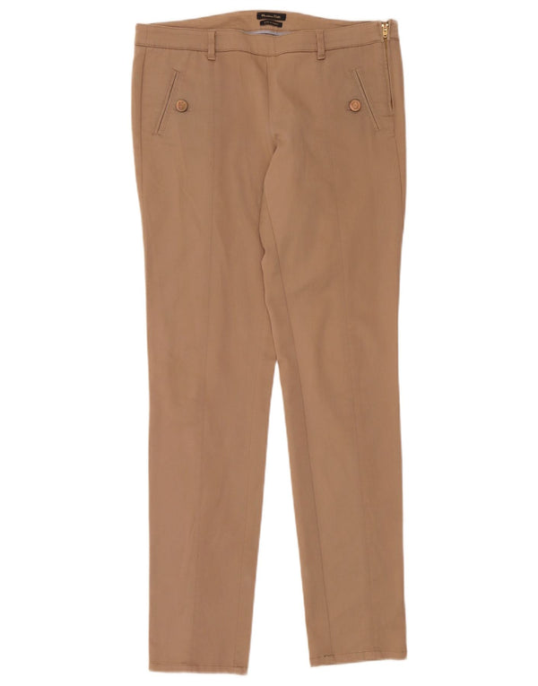 Massimo Dutti Womens Slim Chino Trousers EU 38 Small W28 L32 Beige Cotton