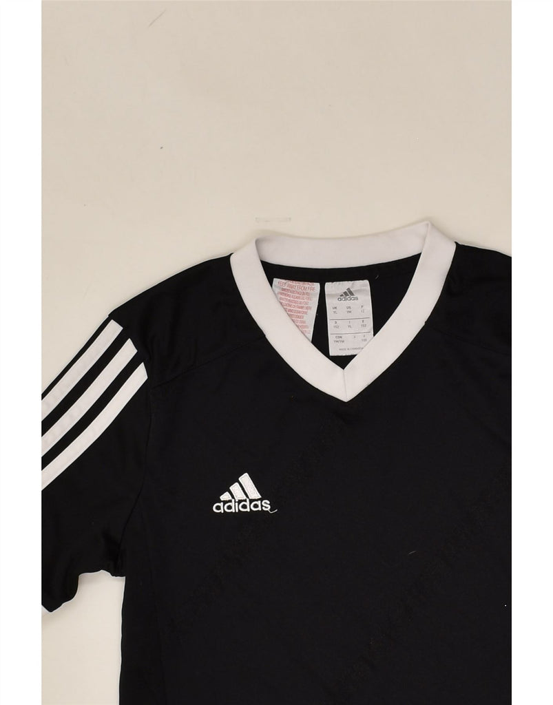 ADIDAS Boys T-Shirt Top 11-12 Years Large Black Polyester | Vintage Adidas | Thrift | Second-Hand Adidas | Used Clothing | Messina Hembry 