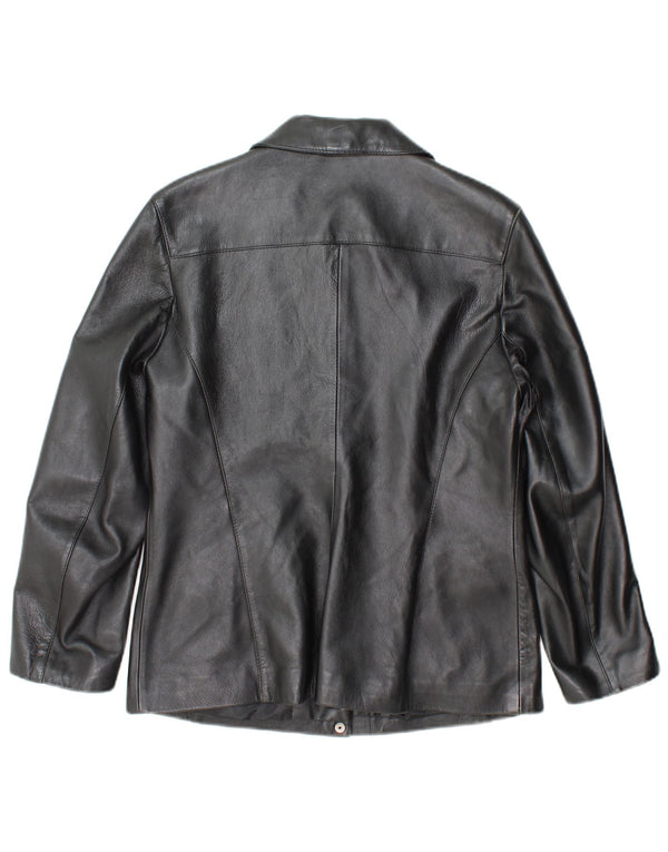 Principles Womens Petite Leather Jacket UK 12 Medium Black Leather