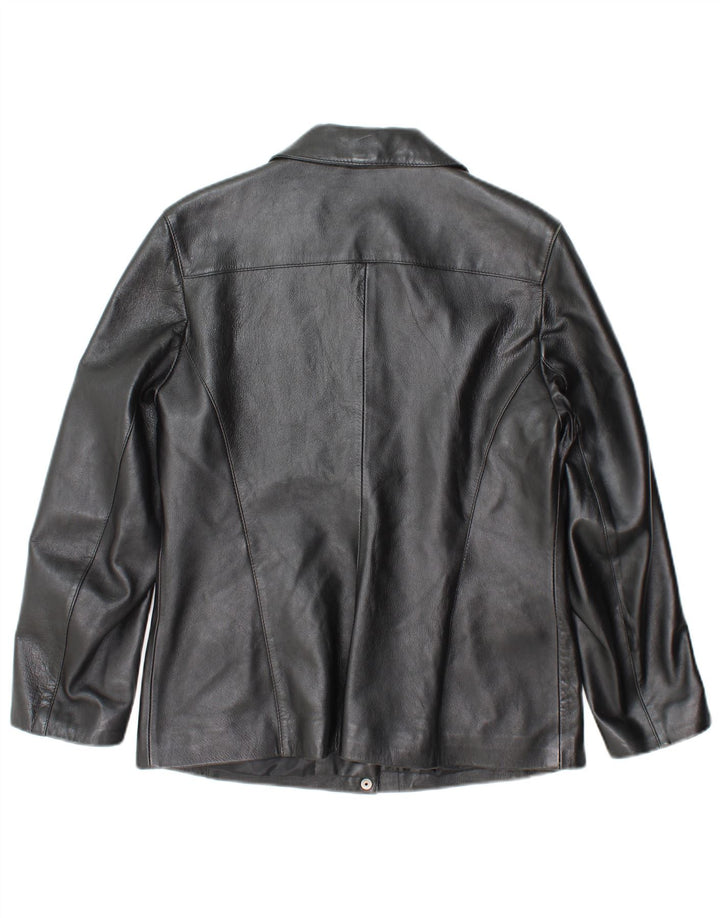 Principles Womens Petite Leather Jacket UK 12 Medium Black Leather
