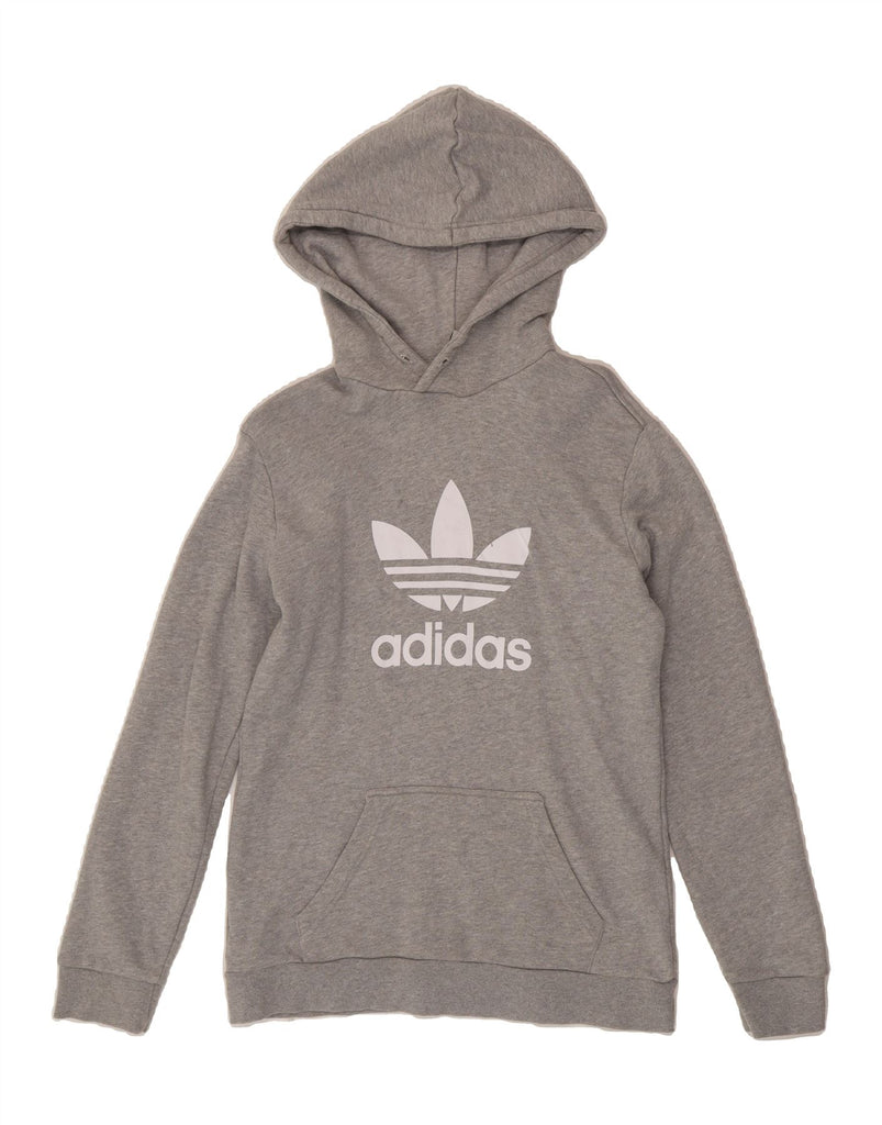 ADIDAS Mens Graphic Hoodie Jumper XS Grey Cotton Vintage Adidas and Second-Hand Adidas from Messina Hembry 