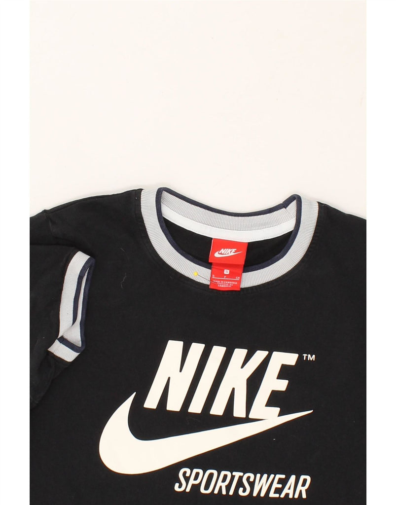 NIKE Womens Crop Graphic T-Shirt Top UK 10 Small Black Cotton Vintage Nike and Second-Hand Nike from Messina Hembry 