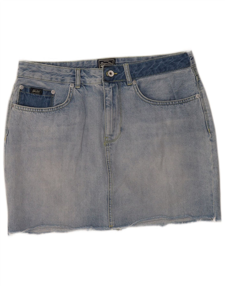 SUPERDRY Womens Low Waist Mini Denim Skirt W32 Large Blue Cotton
