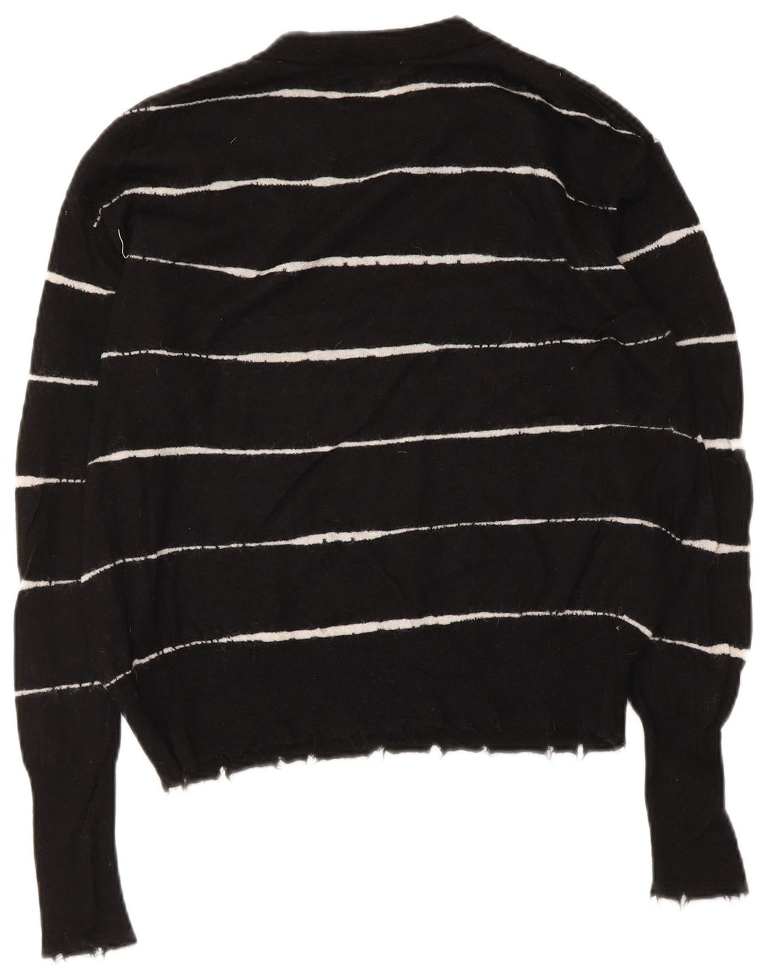 Zara Womens Oversized Crew Neck Jumper Sweater UK 10 Small Black Striped