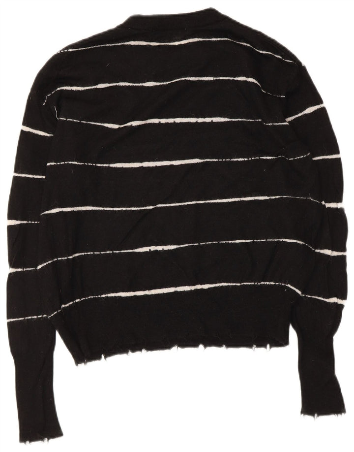 Zara Womens Oversized Crew Neck Jumper Sweater UK 10 Small Black Striped