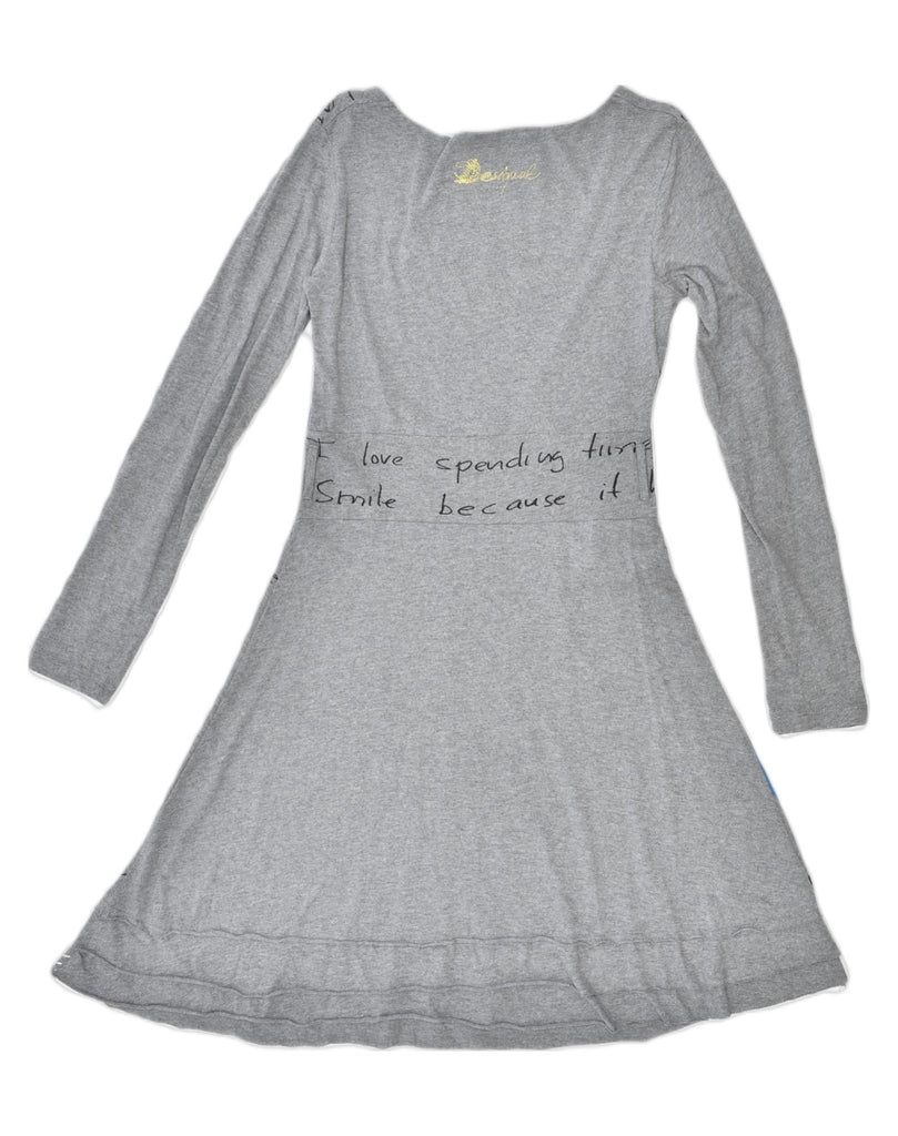 DESIGUAL Womens Graphic A-Line Dress UK 12 Medium Grey Heart | Vintage | Thrift | Second-Hand | Used Clothing | Messina Hembry 