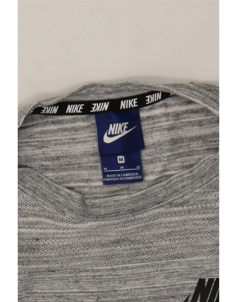 NIKE Womens T-Shirt Top UK 14 Medium Grey Striped Viscose Vintage Nike and Second-Hand Nike from Messina Hembry 