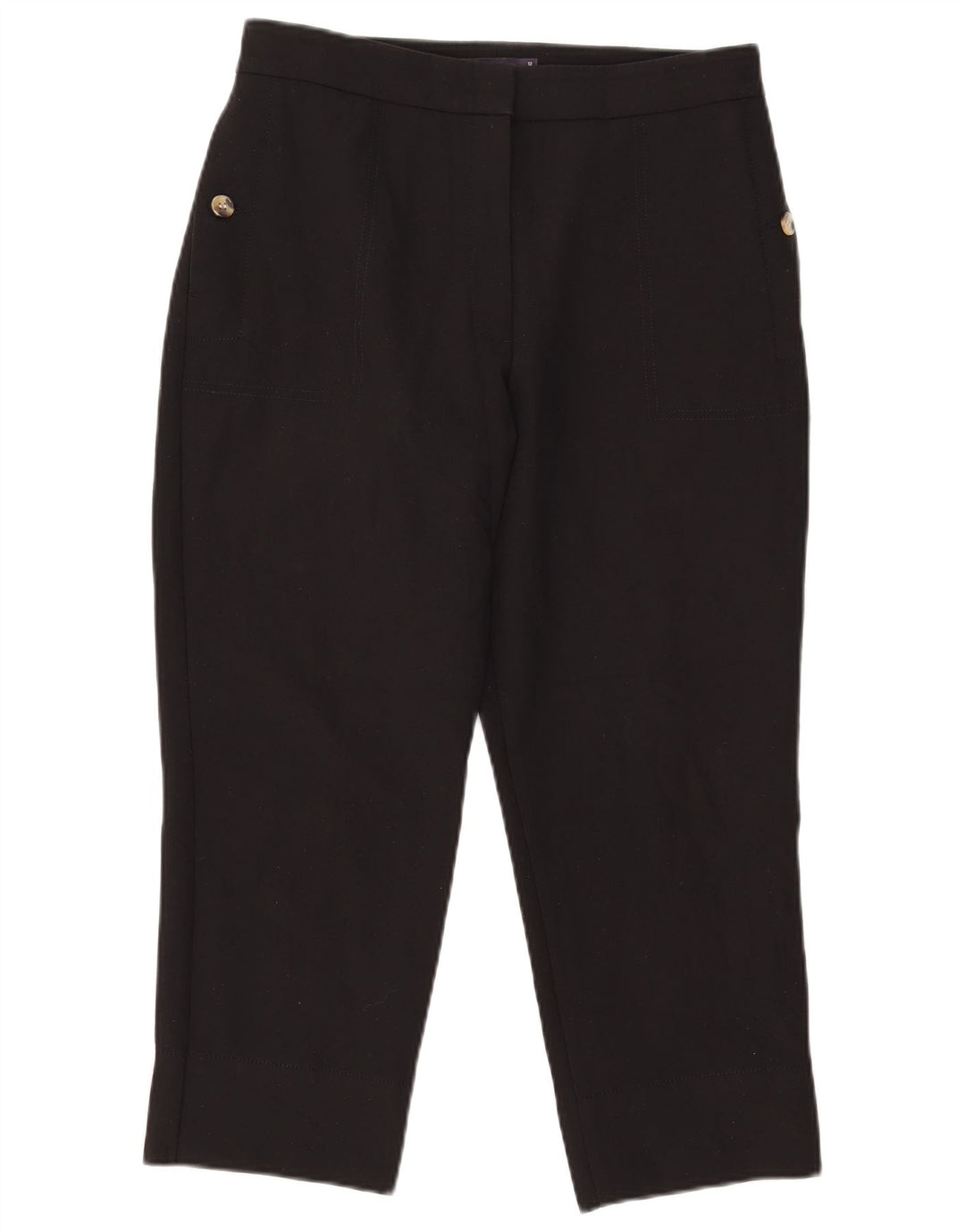 Marks & Spencer Womens Straight Cropped Trousers UK 12 Medium W31 L23 Black