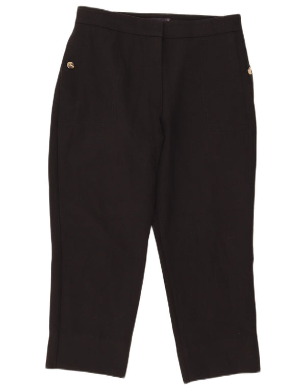 Marks & Spencer Womens Straight Cropped Trousers UK 12 Medium W31 L23 Black