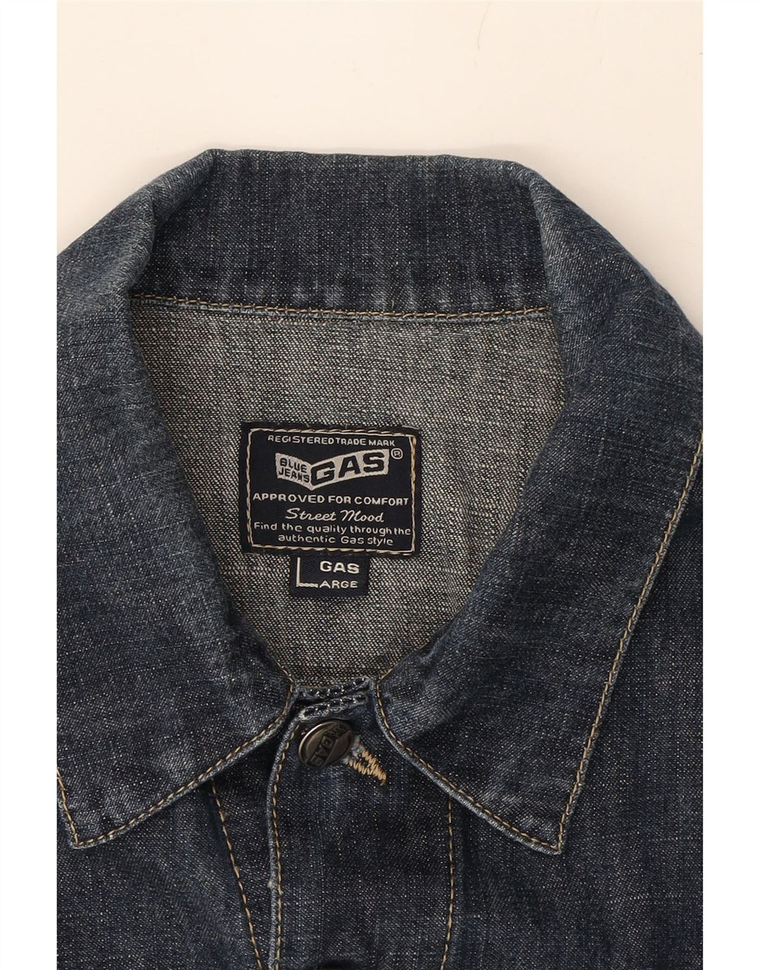 GAS Womens Denim Jacket UK 14 Large Navy Blue Cotton Vintage Gas and Second-Hand Gas from Messina Hembry 