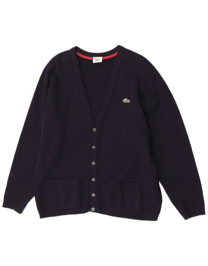 Lacoste Mens Cardigan Sweater Size 5 Large Navy Blue New Wool