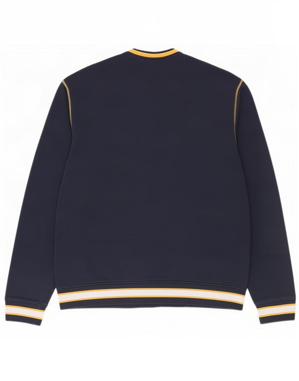 Asics Mens Graphic Sweatshirt Jumper 2XL Navy Blue Colourblock Cotton