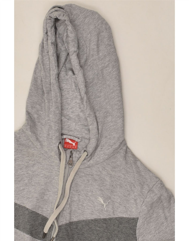 PUMA Womens Zip Hoodie Sweater UK 16 Large  Grey Cotton | Vintage Puma | Thrift | Second-Hand Puma | Used Clothing | Messina Hembry 