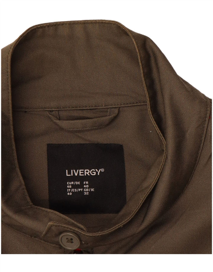 LIVERGY Mens Bomber Jacket EU 48 Medium Khaki Polyester