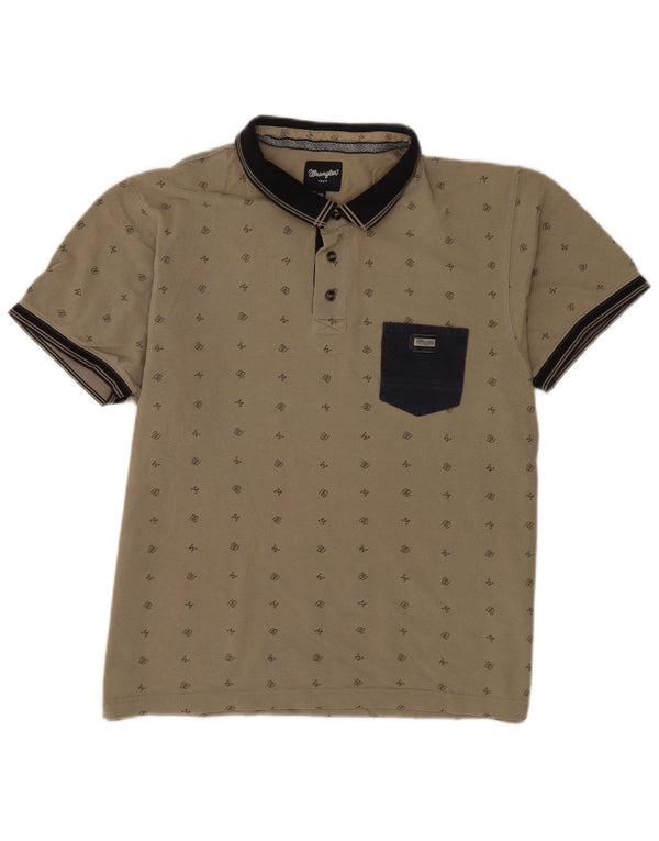 Wrangler Mens Rugby Polo Shirt XL Khaki Cotton