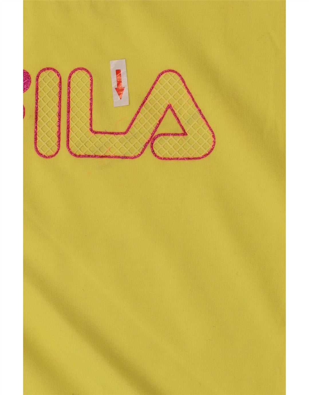 Fila Womens Crop Graphic Top Long Sleeve UK 14 Medium Yellow Cotton
