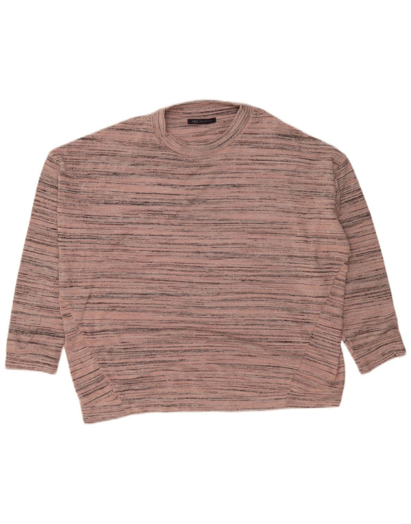Marks & Spencer Womens Crew Neck Jumper Sweater UK 12 Medium Pink Striped