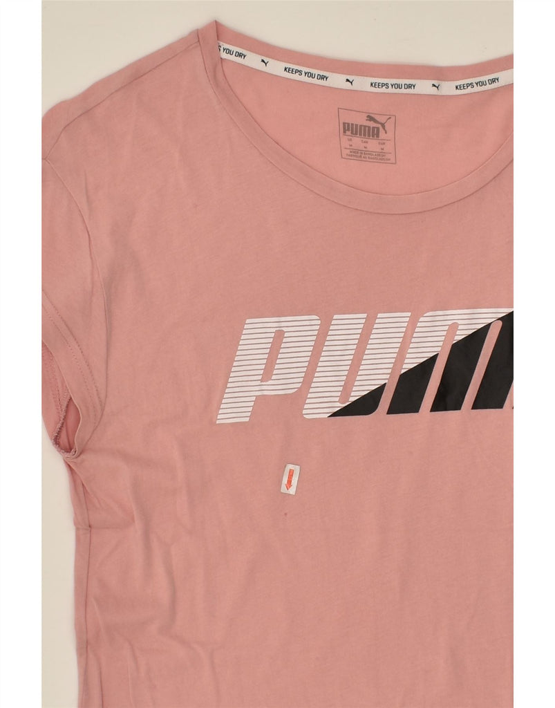 PUMA Womens Graphic T-Shirt Top UK 12 Medium Pink Cotton | Vintage Puma | Thrift | Second-Hand Puma | Used Clothing | Messina Hembry 