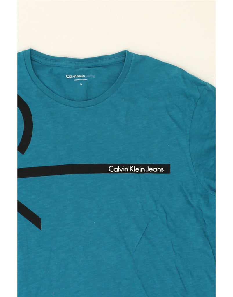 CALVIN KLEIN JEANS Mens Graphic T-Shirt Top Small Blue Cotton | Vintage Calvin Klein Jeans | Thrift | Second-Hand Calvin Klein Jeans | Used Clothing | Messina Hembry 