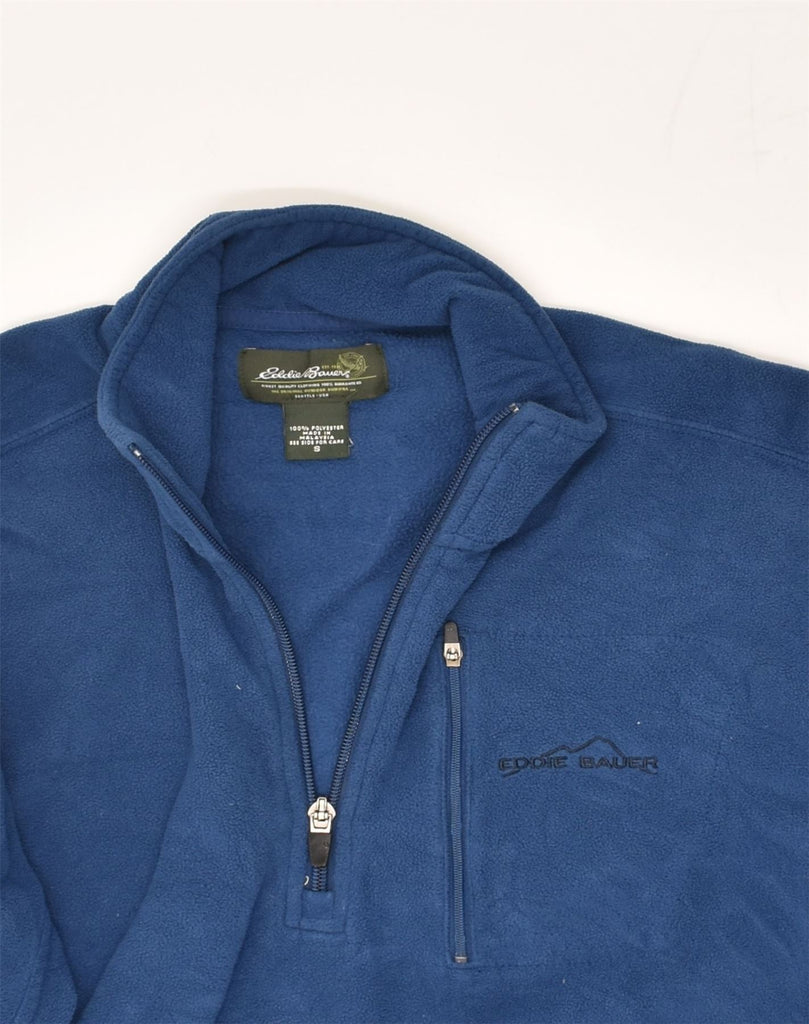 EDDIE BAUER Mens Zip Neck Fleece Jumper Small Navy Blue Polyester | Vintage Eddie Bauer | Thrift | Second-Hand Eddie Bauer | Used Clothing | Messina Hembry 