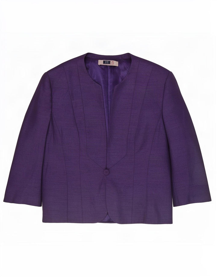Jacques Vert Womens 1 Button 3/4 Sleeve Blazer Jacket UK 16 Large Purple