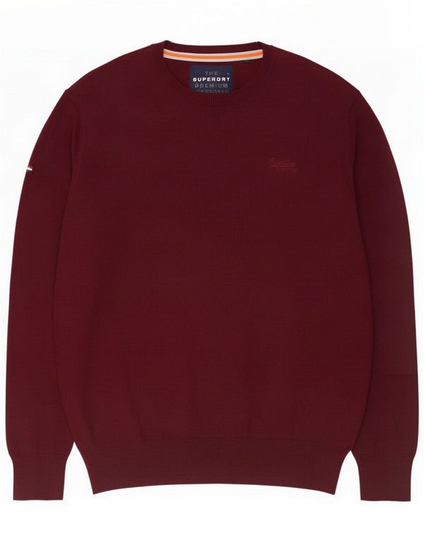 Superdry Mens Crew Neck Jumper Sweater 3XL Burgundy Cotton
