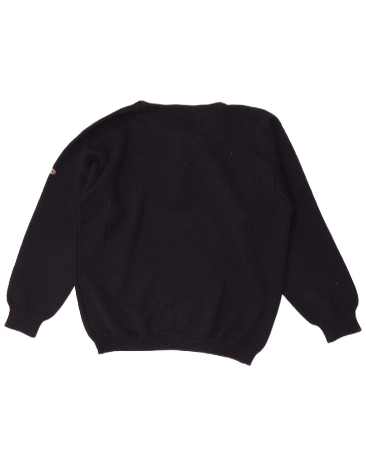 Fly 3 Mens Button Neck Jumper Sweater IT 50 Medium Navy Blue Wool