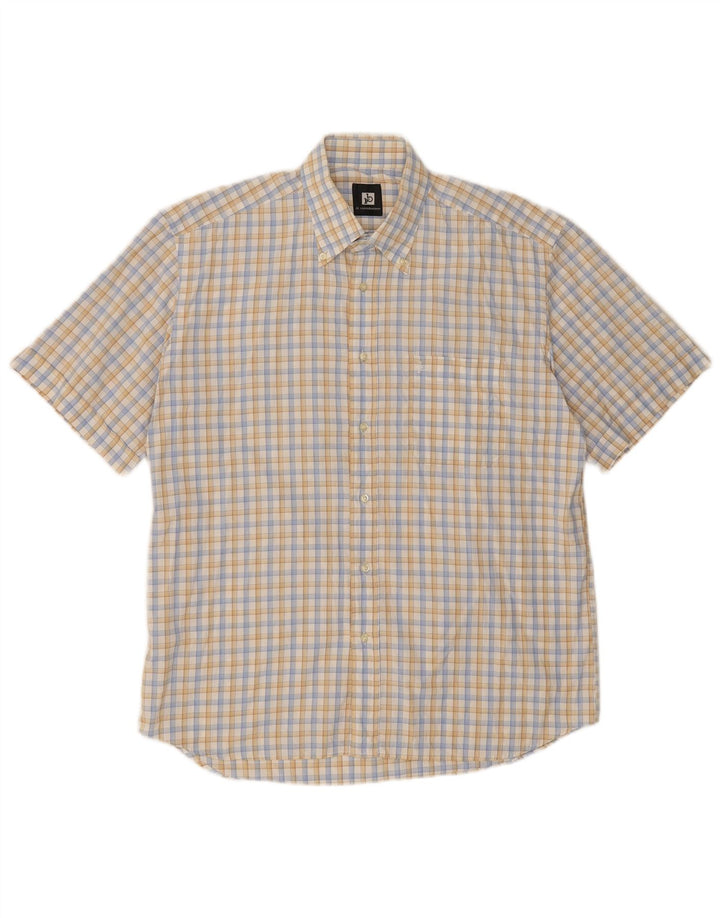 ROCCOBAROCCO Mens Short Sleeve Shirt Large Multicoloured Check Cotton