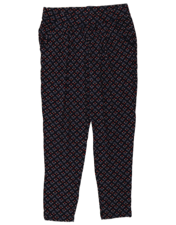 Marks & Spencer Womens Slim Trousers UK 12 Medium W30 L30 Navy Blue Floral